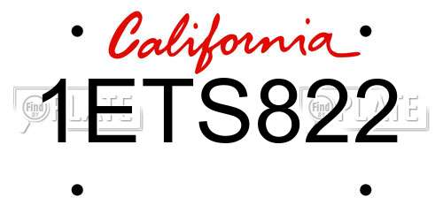 1ETS822 California License Plate