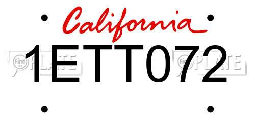 1ETT072 California License Plate