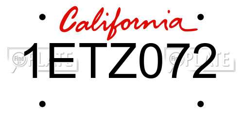 1ETZ072 California License Plate