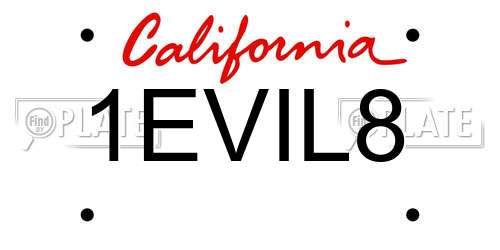 1EVIL8 California License Plate