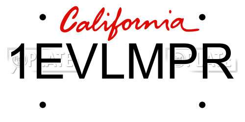 1EVLMPR California License Plate