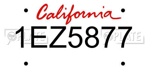 1EZ5877 California License Plate
