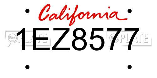 1EZ8577 California License Plate