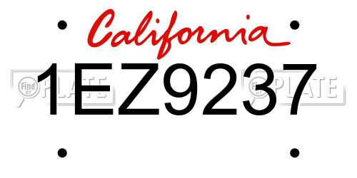 1EZ9237 California License Plate