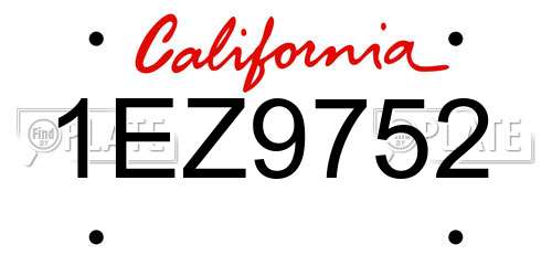 1EZ9752 California License Plate