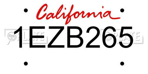 1EZB265 California License Plate
