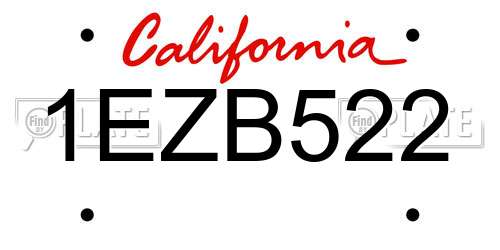 1EZB522 California License Plate