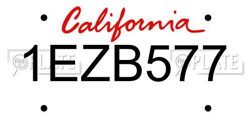 1EZB577 California License Plate