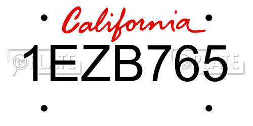 1EZB765 California License Plate