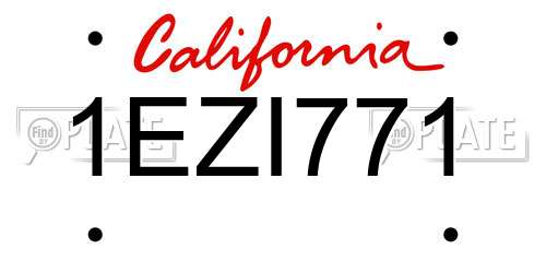 1EZI771 California License Plate