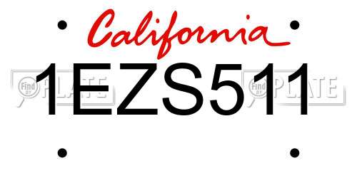 1EZS511 California License Plate