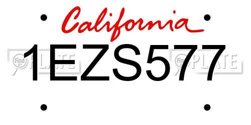 1EZS577 California License Plate