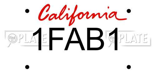 1FAB1 California License Plate