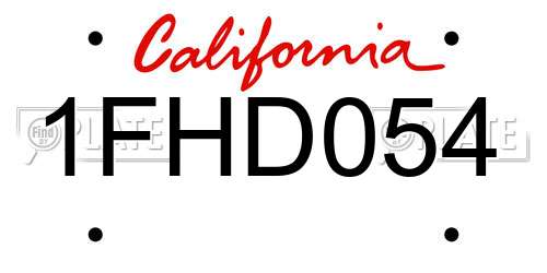 1FHD054 California License Plate