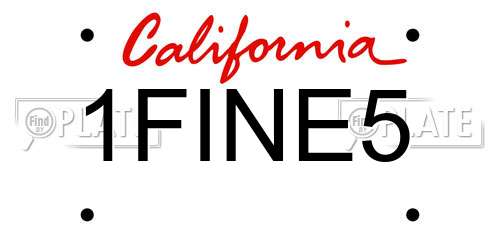 1FINE5 California License Plate