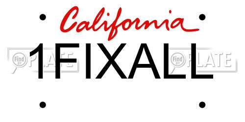 1FIXALL California License Plate