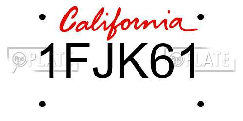 1FJK61 California License Plate