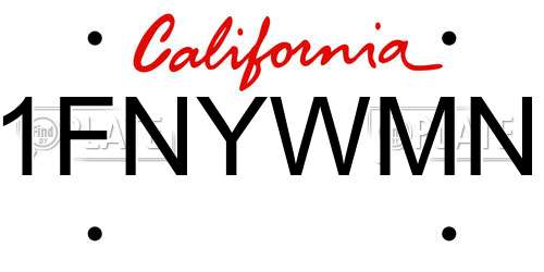1FNYWMN California License Plate