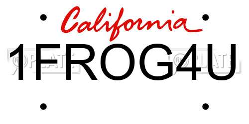 1FROG4U California License Plate