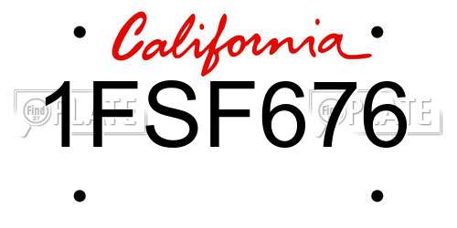 1FSF676 California License Plate