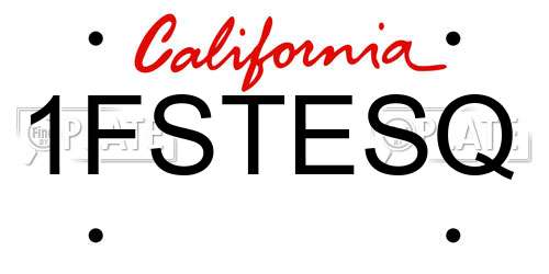1FSTESQ California License Plate