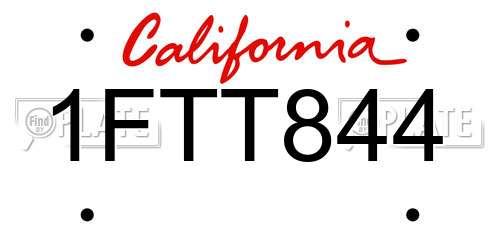1FTT844 California License Plate