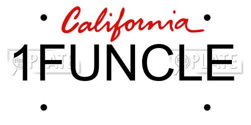 1FUNCLE California License Plate