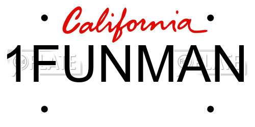 1FUNMAN California License Plate