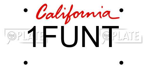 1FUNT California License Plate
