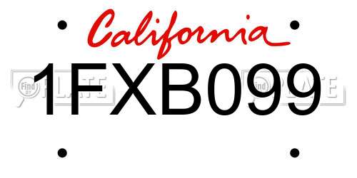 1FXB099 California License Plate