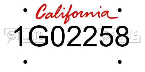 1G02258 California License Plate