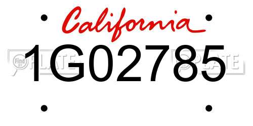 1G02785 California License Plate