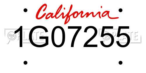 1G07255 California License Plate