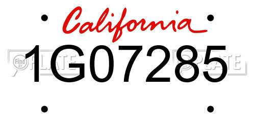 1G07285 California License Plate