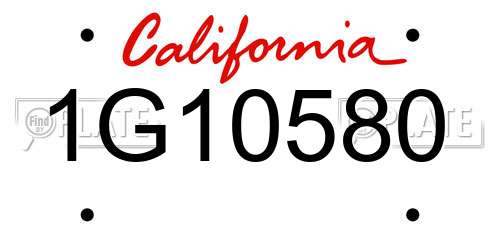 1G10580 California License Plate