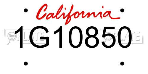 1G10850 California License Plate