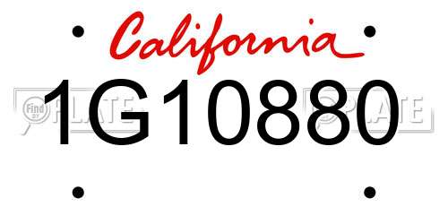 1G10880 California License Plate