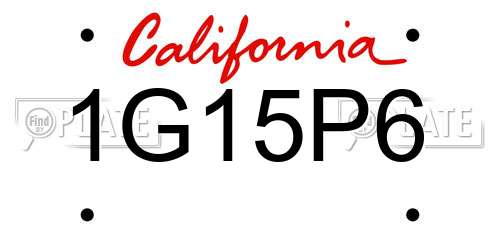 1G15P6 California License Plate