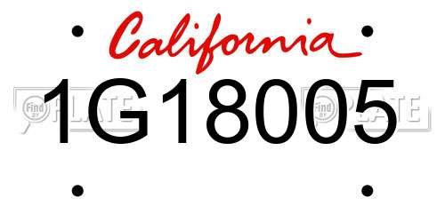 1G18005 California License Plate