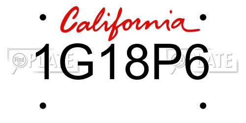 1G18P6 California License Plate