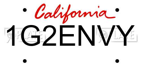 1G2ENVY California License Plate