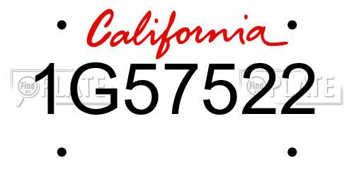1G57522 California License Plate