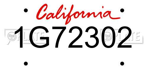 1G72302 California License Plate
