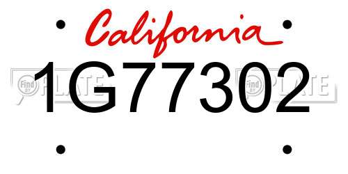 1G77302 California License Plate