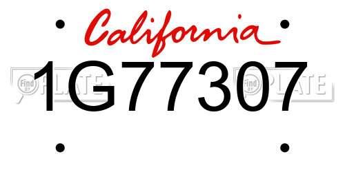 1G77307 California License Plate