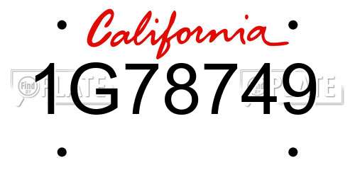 1G78749 California License Plate