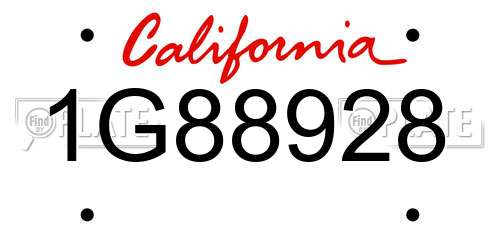 1G88928 California License Plate