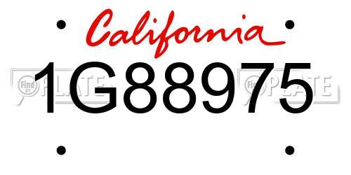 1G88975 California License Plate