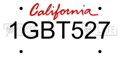1GBT527 California License Plate