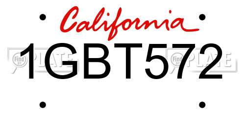 1GBT572 California License Plate